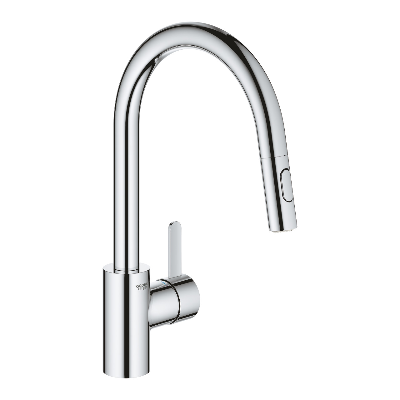 Bateria zlewozmywakowa stojąca wysoka GROHE Eurosmart Cosmopolitan 1-uchwytowa 1-otworowa mosiężna DN 15 chrom z wyciąganą obrotową wylewką 360°  | 31481001