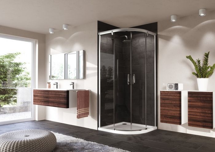 Drzwi suwane półokrągły HUPPE Aura elegance R500 900 x 1900 mm srebrne matowe szkło hartowane przezroczyste bez powłoki | 402402087321