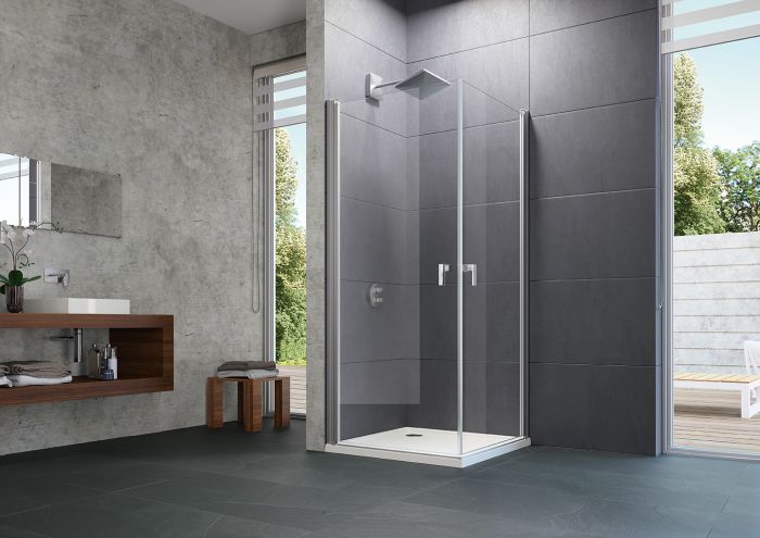 Drzwi skrzydłowe HUPPE Design pure ST 900 900 x 1900 mm srebrne matowe szkło hartowane przezroczyste bez powłoki | 8P0602087321