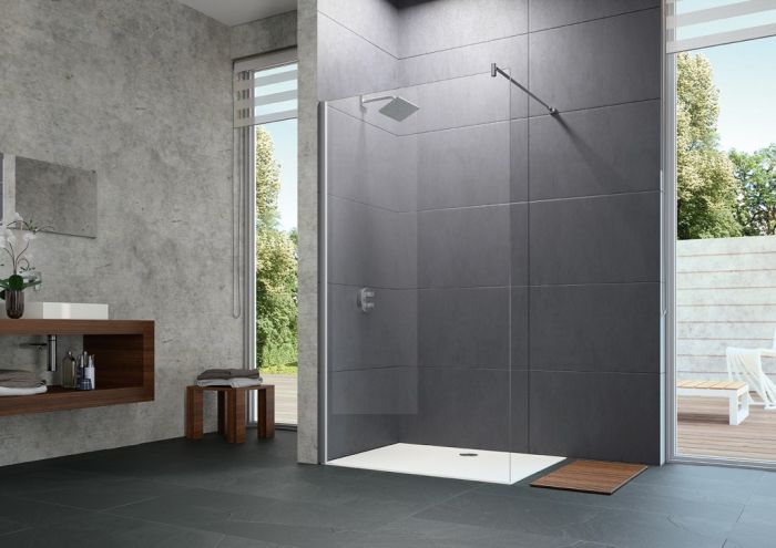 Ścianka boczna wolnostojąca HUPPE Design pure SW 900 900 x 2000 mm chrom eloxal szkło hartowane 6 mm przezroczyste z powłoką Anti-Plaque | 8P1106092322