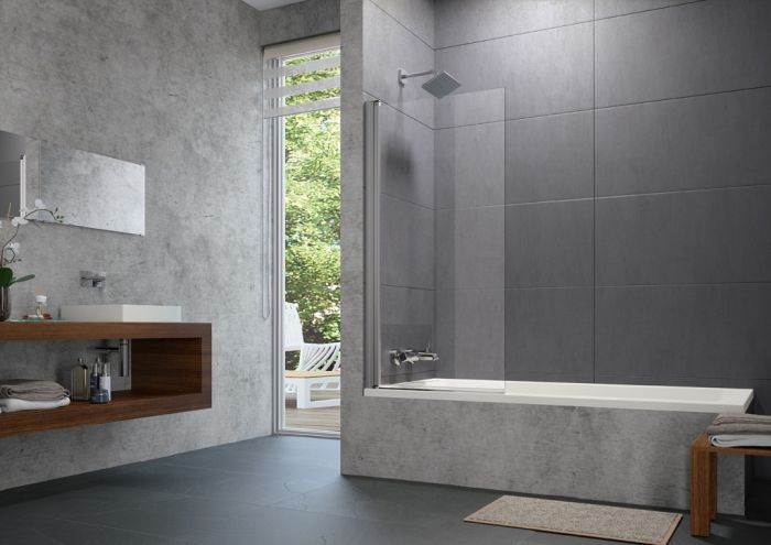 Parawan HUPPE Design pure 730 x 1500 mm chrom eloxal szkło hartowane przezroczyste z powłoką Anti-Plaque  | 8P1901092322