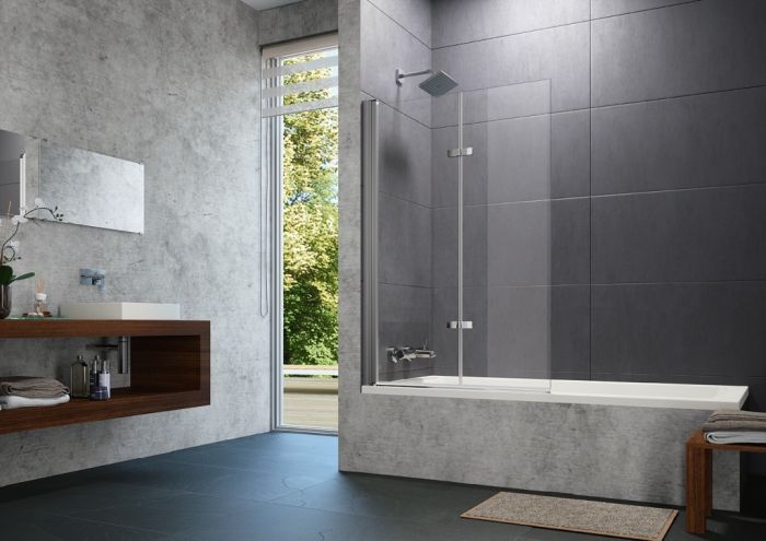 Parawan 2-częściowy składany HUPPE Design pure strona lewa 1200 x 1500 mm biały szkło hartowane przezroczyste z powłoką Anti-Plaque | 8P2302055322