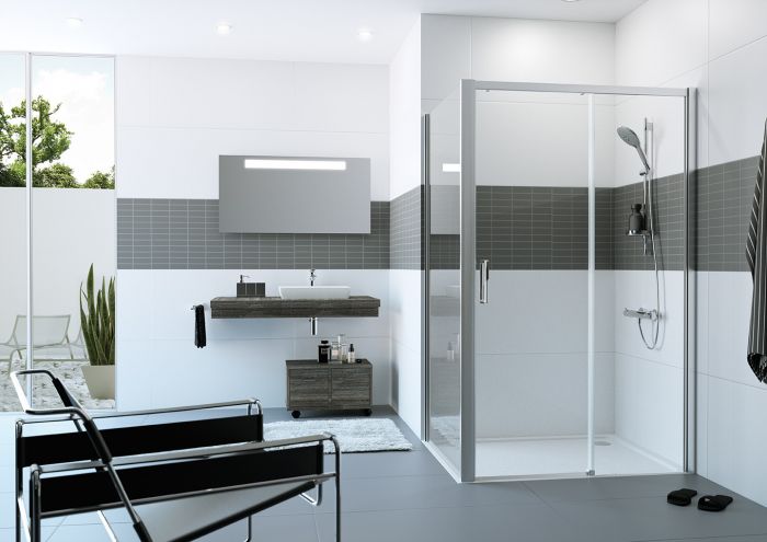 Ścianka boczna HUPPE Classics 2 EasyEntry SW 1000 1000 x 2000 mm srebrna matowa szkło hartowane przezroczyste z powłoką Anti-Plaque | C25405087322