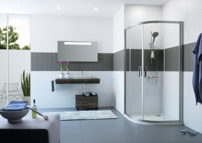 Classics 2 kabina narożna półokrągły 1000 x 800 x 1900 mm biały szkło hartowane przezroczyste drzwi suwane 