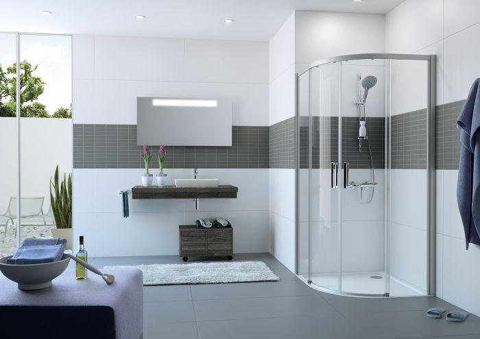 Kabina narożna półokrągły HUPPE Classics 2 EasyEntry R550 900 x 2000 mm srebrna połysk szkło hartowane przezroczyste bez powłoki | C25507069321