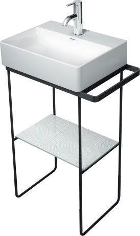 Stelaż DuraSquare do umywalki małej 073245 z wieszakiem na ręcznik metalowy czarny mat 515 x 330 mm