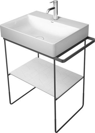 Stelaż DuraSquare do umywalki 235350 stojący wieszak na ręcznik prawy/lewy, dwustronny metalowy czarny mat 565 x 450 mm