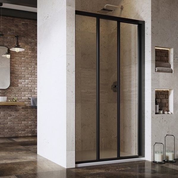 Drzwi RAVAK Supernova ASDP3-80 800 x 1880 mm czarne szkło hartowane transparent bez powłoki | 00V403R2Z1