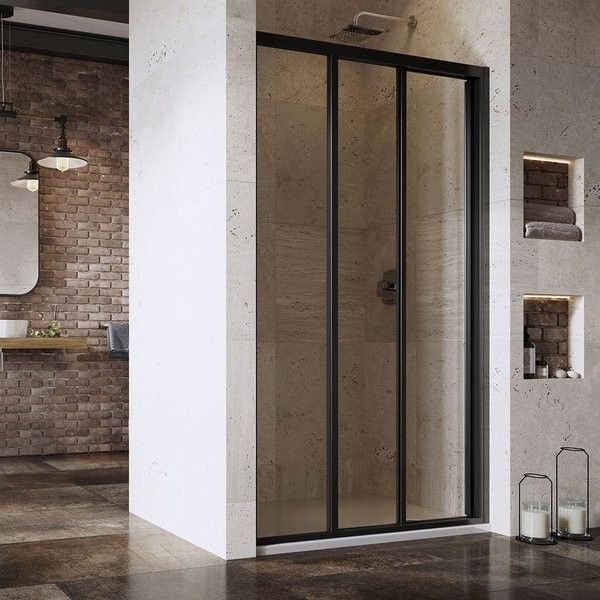 Drzwi RAVAK Supernova ASDP3-100 1000 x 1980 mm czarne szkło hartowane przezroczyste  | 00VA03R2Z1