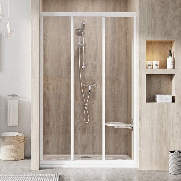 Drzwi RAVAK Supernova ASDP3-130 1300 x 1980 mm białe szkło hartowane 3 mm Transparent bez powłoki  | 00VJ01R2Z1