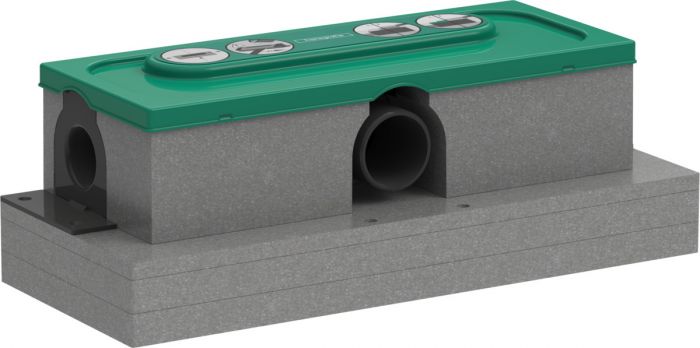 Zestaw podstawowy do odpływu liniowego położenie odpływu poziome HANSGROHE uBOX Universal pasuje do wszystkich odpływów prysznicowych 134 x 339 x 75 mm, przyłącze DN50 montaż przy ścianie, montaż standardowy | 01001180