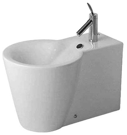 Bidet ceramiczny z powłoką WonderGliss DURAVIT Starck 1 stojący w komplecie: zaślepka przelewu 41 x 64 cm biały alpin | 02741000001