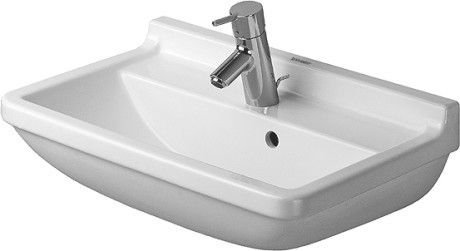 Umywalka DURAVIT Starck 3 wisząca Compact z otworem z przelewem z półką na baterię 550 x 370 mm biały alpin | 0301550000
