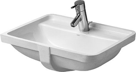 Umywalka ceramiczna DURAVIT Starck 3 podblatowa z otworem z przelewem z półką na baterię 525 x 400 mm biały alpin z powłoką WonderGliss  | 03024900001