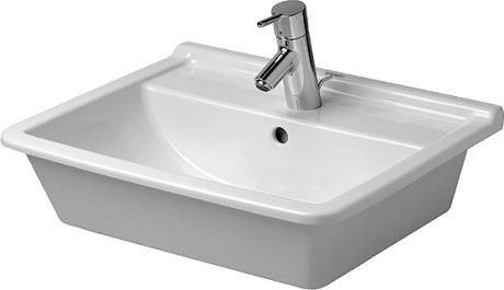 Umywalka ceramiczna DURAVIT Starck 3 blatowa z otworem z przelewem z półką na baterię 560 x 465 x 195 mm biały alpin | 0302560000