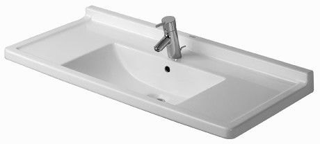 Umywalka DURAVIT Starck 3 meblowa z otworem z przelewem z półką na baterię 1050 x 485 mm biały alpin z powłoką WonderGliss | 03041000001
