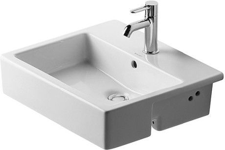 Umywalka ceramiczna DURAVIT Vero półblatowa z otworem z przelewem z półką na baterię 550 x 470 mm biały alpin | 0314550000