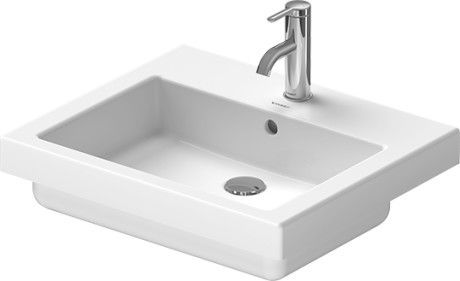 Umywalka ceramiczna DURAVIT Vero blatowa z otworem z przelewem z półką na baterię 500 x 465 mm biały alpin z powłoką WonderGliss | 03155000001