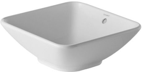 Umywalka ceramiczna DURAVIT Bacino stawiana bez otworu z przelewem 420 x 420 mm biały alpin z powłoką WonderGliss | 03334200001
