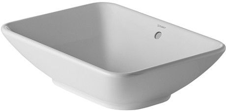 Bacino umywalka ceramiczna stawiana bez otworu z przelewem 550 x 420 mm biały alpin z powłoką WonderGliss