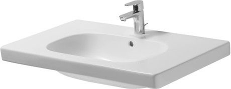 D-Code umywalka ceramiczna meblowa z otworem z przelewem z półką na baterię 850 x 480 mm biały alpin