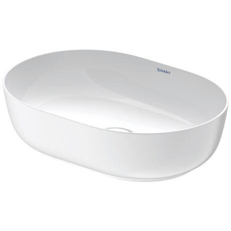 Umywalka ceramiczna DURAVIT Luv stawiana na blacie owalny bez otworu bez przelewu z ceramiczną osłoną odpływu, z zaworem pionowym 500 x 350 x 140 mm biały błyszczący/biały półmat | 03795026001