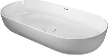 Umywalka ceramiczna DURAVIT Luv stawiana szlifowana owalny bez otworu bez przelewu 800 x 400 x 140 mm biały alpin z powłoką WonderGliss | 03798000001