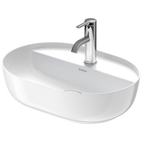Umywalka ceramiczna DURAVIT Luv stawiana owalny z otworem bez przelewu z półką na baterię 500 x 350 x 140 mm biały alpin z powłoką WonderGliss | 03805000001