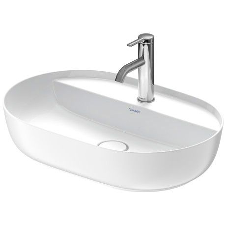 Umywalka ceramiczna DURAVIT Luv stawiana owalny z otworem bez przelewu z półką na baterię 600 x 400 mm biały jedwabny mat  | 0380602600