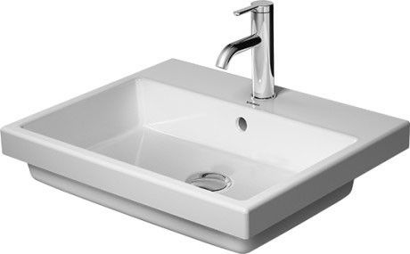 Umywalka ceramiczna DURAVIT Vero Air blatowa 1-otworowa z przelewem z półką na baterię 550 x 455 x 165 mm biały alpin z powłoką WonderGliss | 03835500001