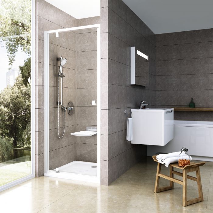 Drzwi obrotowe RAVAK Pivot PDOP1-90 900 x 1900 mm białe/chrom szkło hartowane transparent bez powłoki | 03G70100Z1