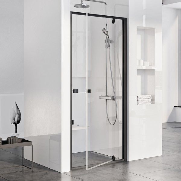 Drzwi obrotowe RAVAK Pivot PDOP1-80 800 x 1900 mm czarne szkło hartowane transparent bez powłoki | 03G40300Z1