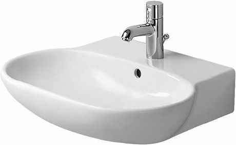 Umywalka ceramiczna DURAVIT Foster z otworem z przelewem z półką na baterię 550 x 445 mm biały alpin | 0419550000