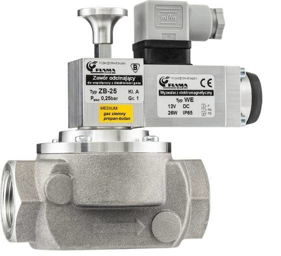 Zawór odcinający grzybkowy FLAMA-GAZ ZB-25/12V gwint DN 25