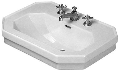 Umywalka ceramiczna DURAVIT 1930 z otworem z przelewem z półką na baterię 700 x 500 mm biały alpin  | 0438700000