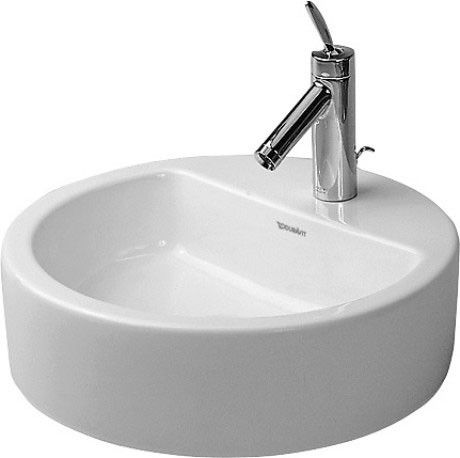 Umywalka ceramiczna DURAVIT Starck 1 szlifowana z otworem z przelewem z półką na baterię 480 x 480 mm biały alpin | 0446480000