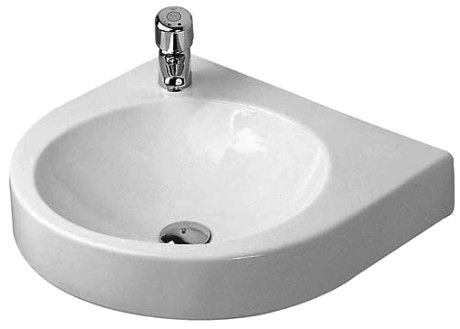 Umywalka ceramiczna DURAVIT Architec z otworem bez przelewu z półką na baterię 575 x 520 mm biały alpin | 0449580009