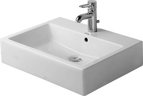 Umywalka ceramiczna DURAVIT Vero stawiana szlifowana 3-otworowa z przelewem z półką na baterię 500 x 470 mm biały alpin | 0452500030