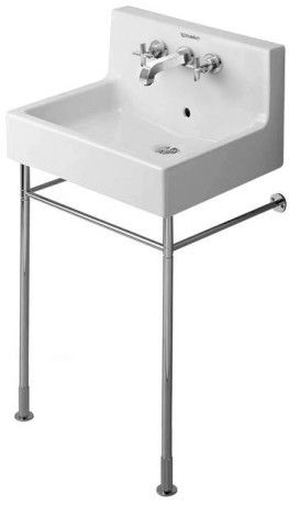 Umywalka ceramiczna DURAVIT Vero 3-otworowa z przelewem z panelem tylnym 600 x 470 mm biały alpin z powłoką WonderGliss  | 04536000001