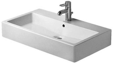 Umywalka ceramiczna DURAVIT Vero meblowa bez otworu z przelewem z półką na baterię 700 x 470 mm biały alpin | 0454700060
