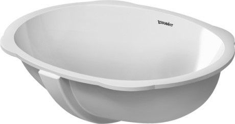 Umywalka ceramiczna DURAVIT Santosa podblatowa bez otworu z przelewem 510 x 375 mm biały alpin z powłoką WonderGliss  | 04665100001