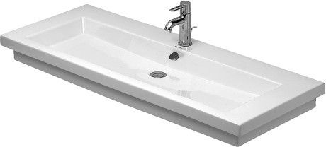 Umywalka ceramiczna DURAVIT 2nd floor z przelewem z półką na baterię 1200 x 505 mm biały alpin z powłoką WonderGliss | 04911200001