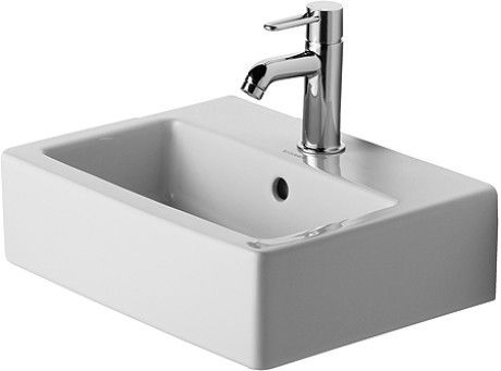 Umywalka ceramiczna DURAVIT Vero szlifowana z otworem z przelewem z półką na baterię 450 x 350 mm czarna z powłoką WonderGliss | 07044508001