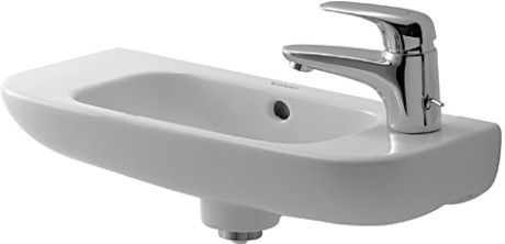 D-Code umywalka ceramiczna bez otworu z przelewem z półką na baterię 500 x 220 mm biały alpin
