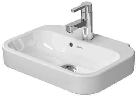 Umywalka ceramiczna DURAVIT Happy D.2 z otworem z przelewem z półką na baterię 500 x 360 mm biały alpin z powłoką WonderGliss | 07095000001