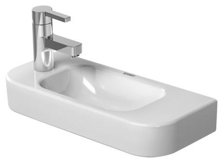 Umywalka ceramiczna DURAVIT Happy D.2 wisząca bez otworu bez przelewu z półką na baterię 500 x 220 x 110 mm biały alpin | 0711500000