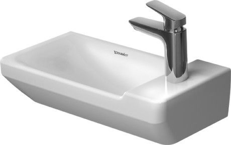 Umywalka ceramiczna DURAVIT P3 Comforts z otworem bez przelewu z półką na baterię 500 x 250 mm biały alpin z powłoką WonderGliss | 07155000001