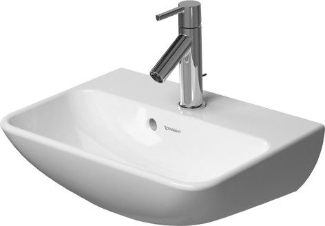 Umywalka ceramiczna DURAVIT Me by Starck mała bez otworu z przelewem z półką na baterię 450 x 320 mm biały alpin bez powłoki | 0719450010