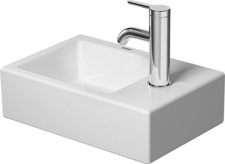 Umywalka ceramiczna DURAVIT Vero Air meblowa mała z otworem z przelewem z półką na baterię 380 x 250 x 140 mm biały alpin  | 0724380000