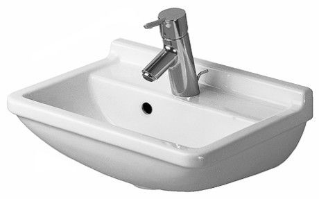 Umywalka ceramiczna DURAVIT Starck 3 z otworem z przelewem z półką na baterię 450 x 320 x 155 mm biały alpin  | 0750450000